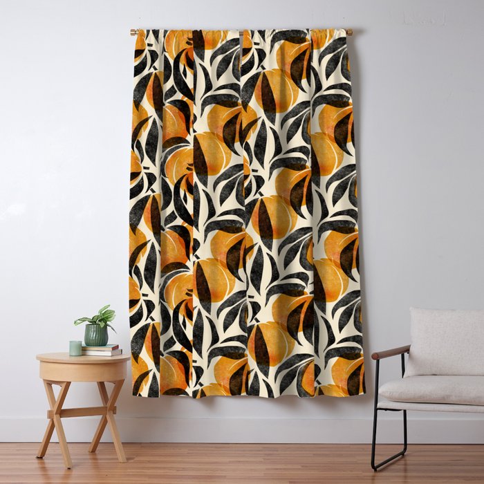 Peaches - marigold & black Window Curtain Gallery Image 5