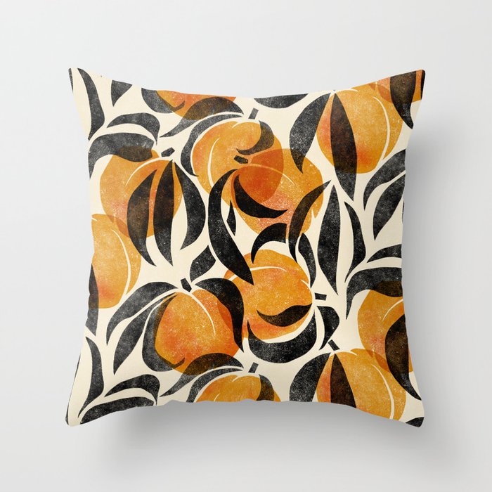Peaches - marigold & black Throw Pillow Gallery Image 1