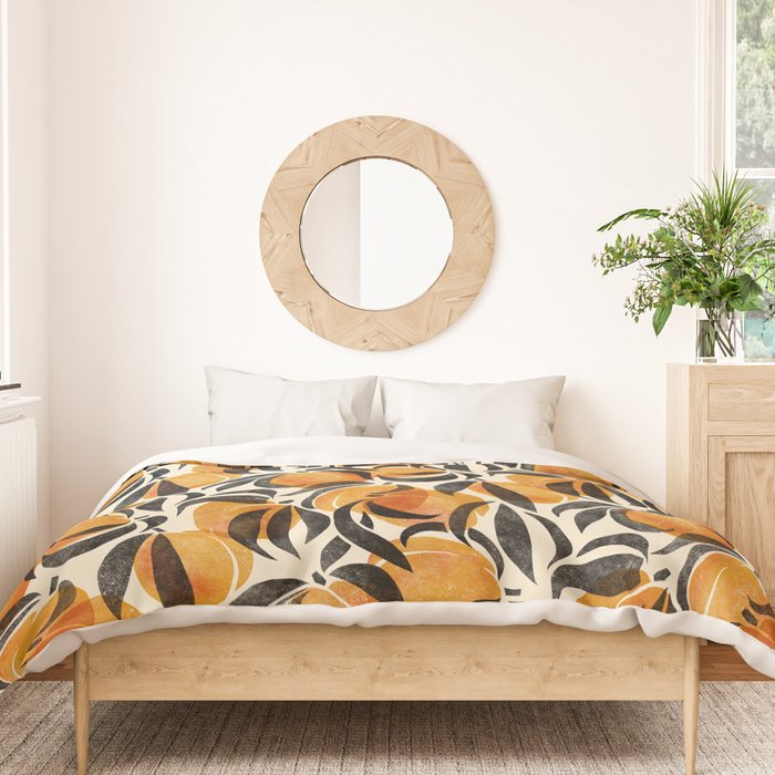 Peaches - marigold & black Duvet Cover Gallery Image 3