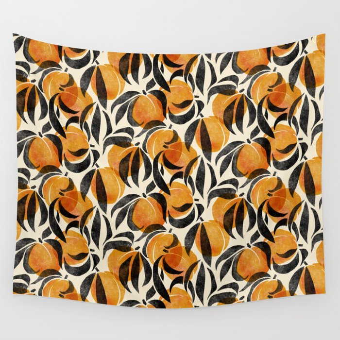 Peaches - marigold & black Wall Tapestry Gallery Image 4