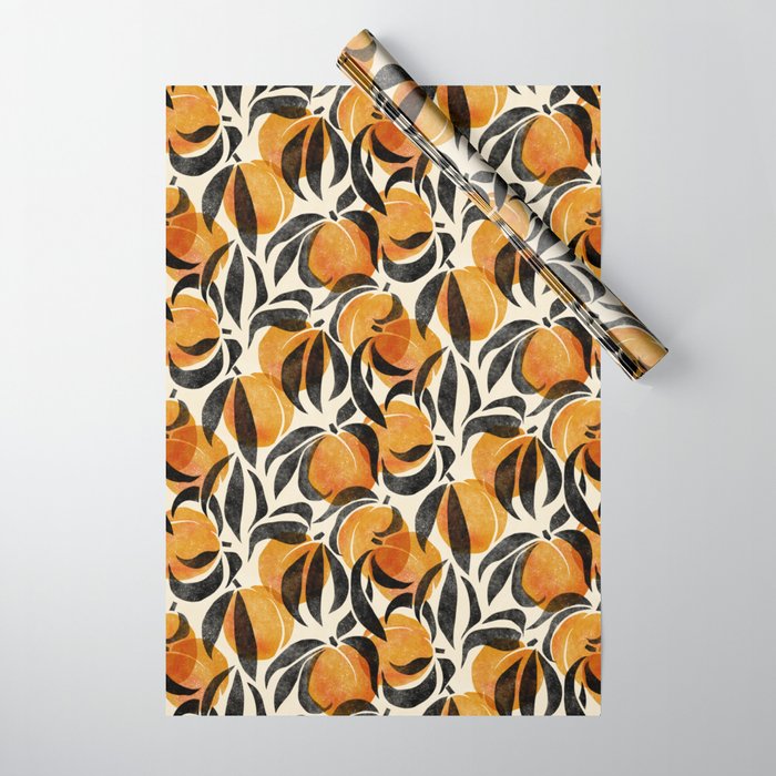 Peaches - marigold & black Wrapping Paper Gallery Image 1