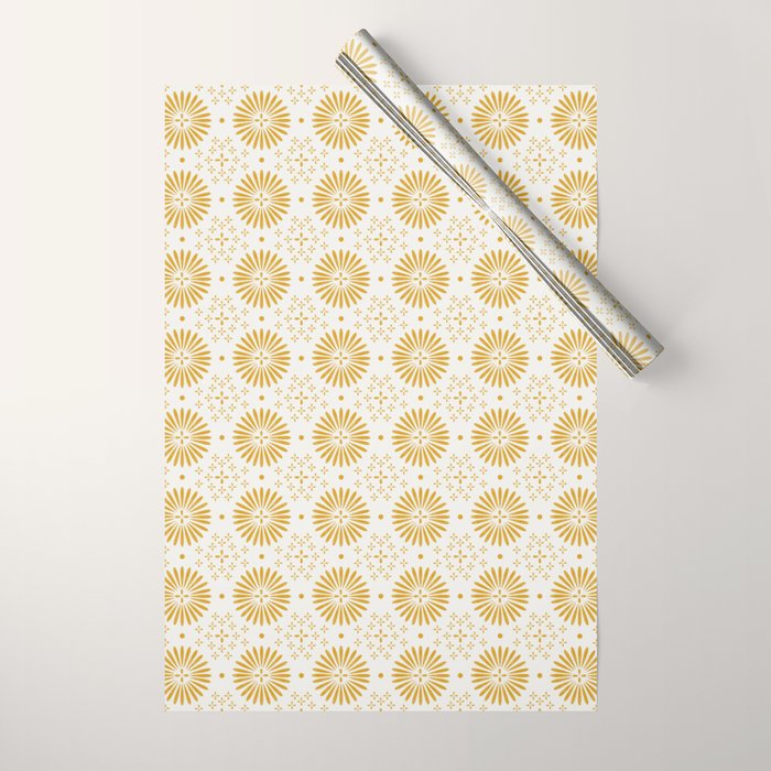 Happy Sunshine - yellow art, sunshine, boho art, bohemian, tile, home decor, yellow, yellow art print Wrapping Paper Gallery Image 1