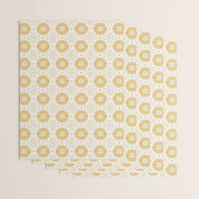 Happy Sunshine - yellow art, sunshine, boho art, bohemian, tile, home decor, yellow, yellow art print Wrapping Paper Gallery Image 3