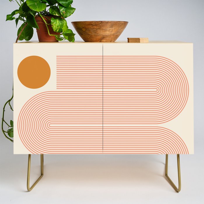 Abstraction_SUN_LINE_ART_Minimalism_002 Credenza Gallery Image 1