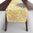 Floral Blooms, Gray, Charcoal, Yellow Table Runner Gallery Image 1