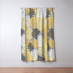 Floral Blooms, Gray, Charcoal, Yellow Window Curtain Gallery Image 3