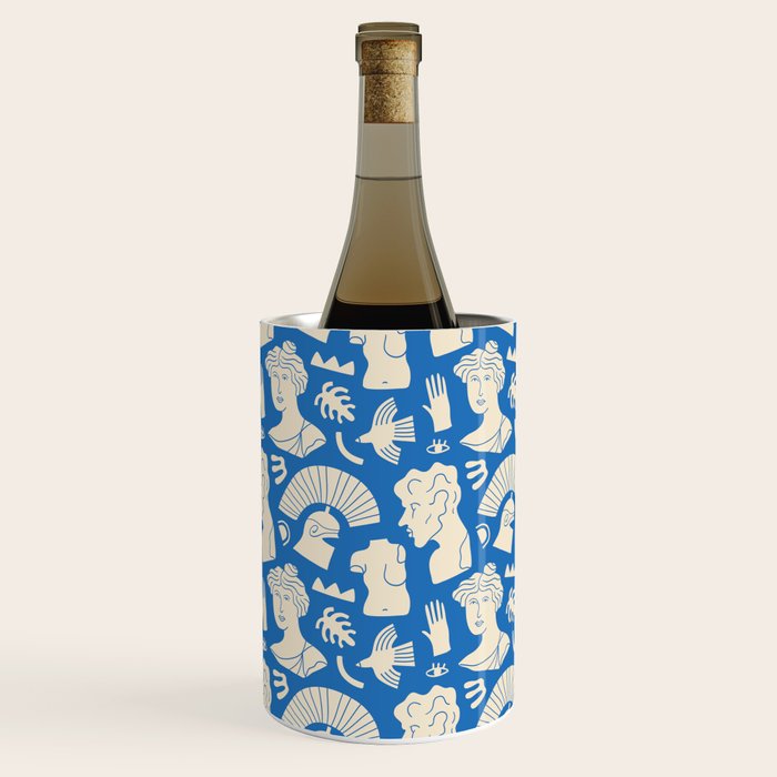 Ancient blue greek statue doodle pattern Wine Chiller Gallery Image 1