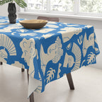 Ancient blue greek statue doodle pattern Tablecloth Gallery Image 3