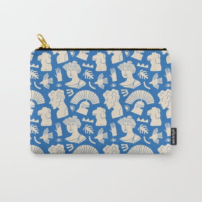 Ancient blue greek statue doodle pattern Carry All Pouch Gallery Image 1