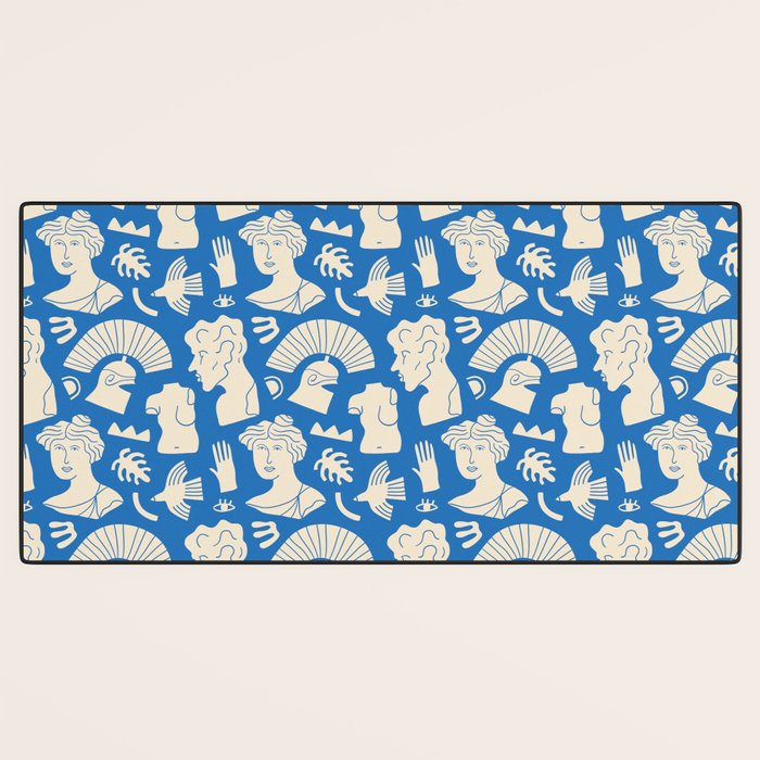 Ancient blue greek statue doodle pattern Desk Mat Gallery Image 3