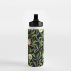 William Morris Enchanted Bird & Pomegranate Black Botanical Water Bottle Gallery Image 2