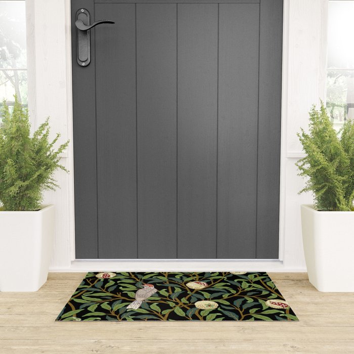 William Morris Enchanted Bird & Pomegranate Black Botanical Welcome Mat Gallery Image 3