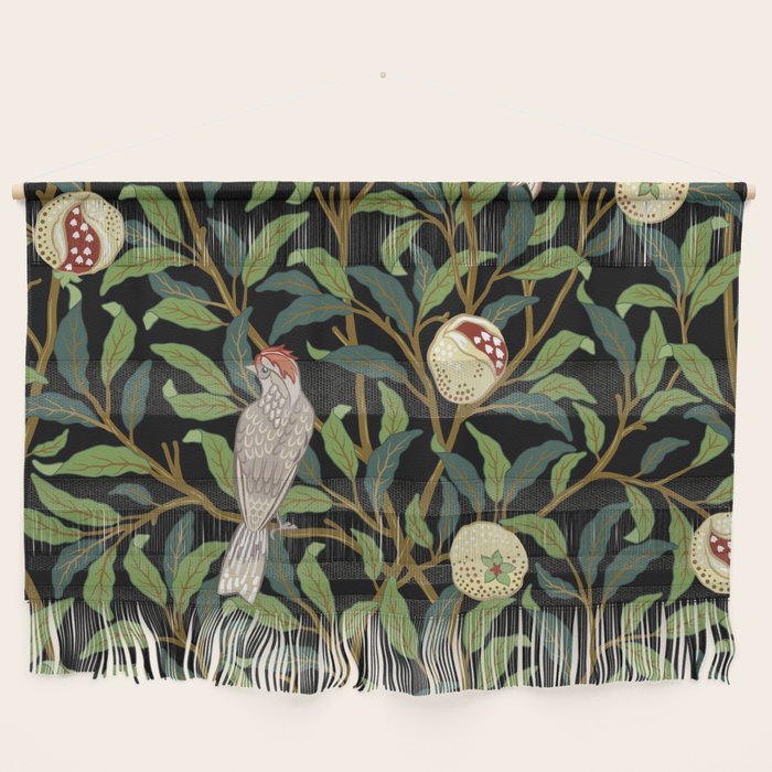 William Morris Enchanted Bird & Pomegranate Black Botanical Wall Hanging Gallery Image 1