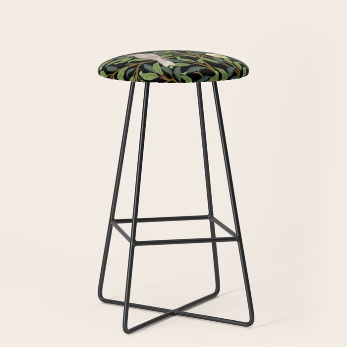 William Morris Enchanted Bird & Pomegranate Black Botanical Stool Gallery Image 1