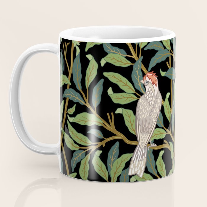 William Morris Enchanted Bird & Pomegranate Black Botanical Coffee Mug Gallery Image 3