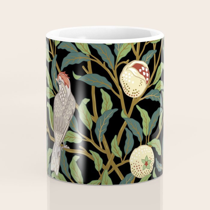 William Morris Enchanted Bird & Pomegranate Black Botanical Coffee Mug Gallery Image 4
