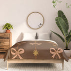 Cute Hair Bows and Stars in Brown and Peach Comforter Gallery Image 3