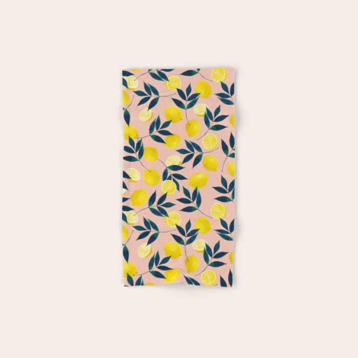 Lemon Goodness, Botanical Nature Forest Illustration, Bohemian Blush Colorful Painting Towels Gallery Image 1