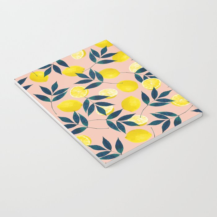 Lemon Goodness, Botanical Nature Forest Illustration, Bohemian Blush Colorful Painting Notebook Gallery Image 3
