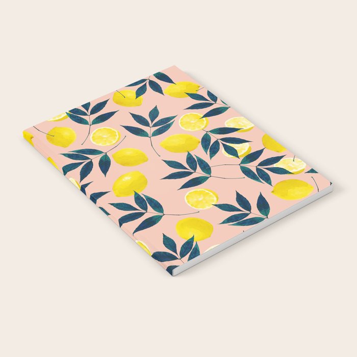 Lemon Goodness, Botanical Nature Forest Illustration, Bohemian Blush Colorful Painting Notebook Gallery Image 2