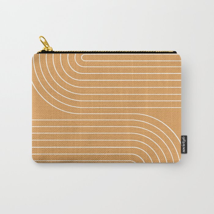 Minimal Line Curvature XII Orange Mid Century Modern Arch Abstract Carry All Pouch Gallery Image 1
