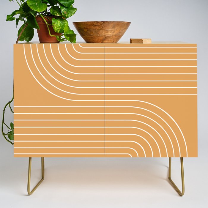 Minimal Line Curvature XII Orange Mid Century Modern Arch Abstract Credenza Gallery Image 1