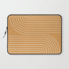 Minimal Line Curvature XII Orange Mid Century Modern Arch Abstract Laptop Sleeve Gallery Image 1