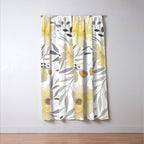 Modern, Floral Prints, Yellow, Gray and White Window Curtain Gallery Image 3
