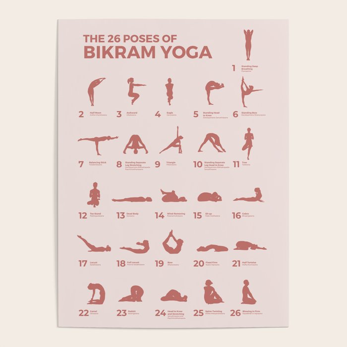 The 26 Poses OF Bikram Yoga Peach Poster – Society6