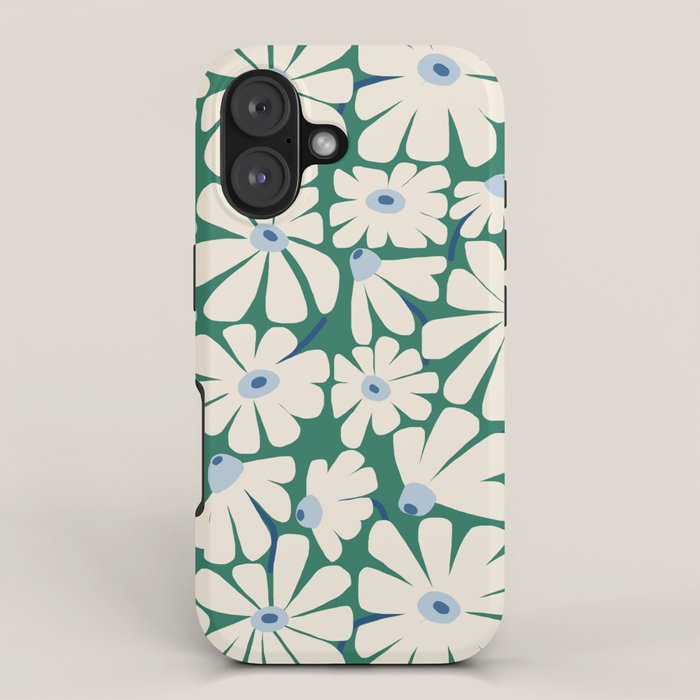 Daisy fresh 2 - green blue iPhone Case Gallery Image 1