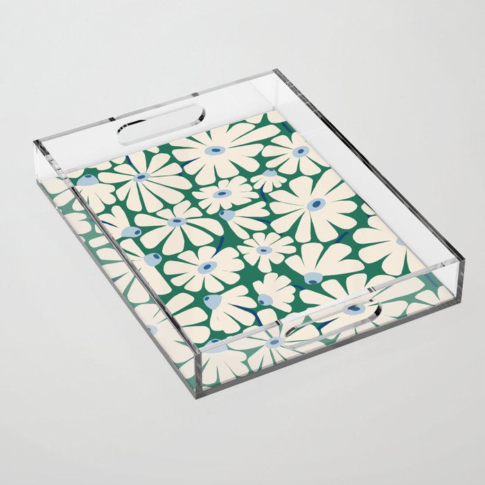 Daisy fresh 2 - green blue Acrylic Tray Gallery Image 1