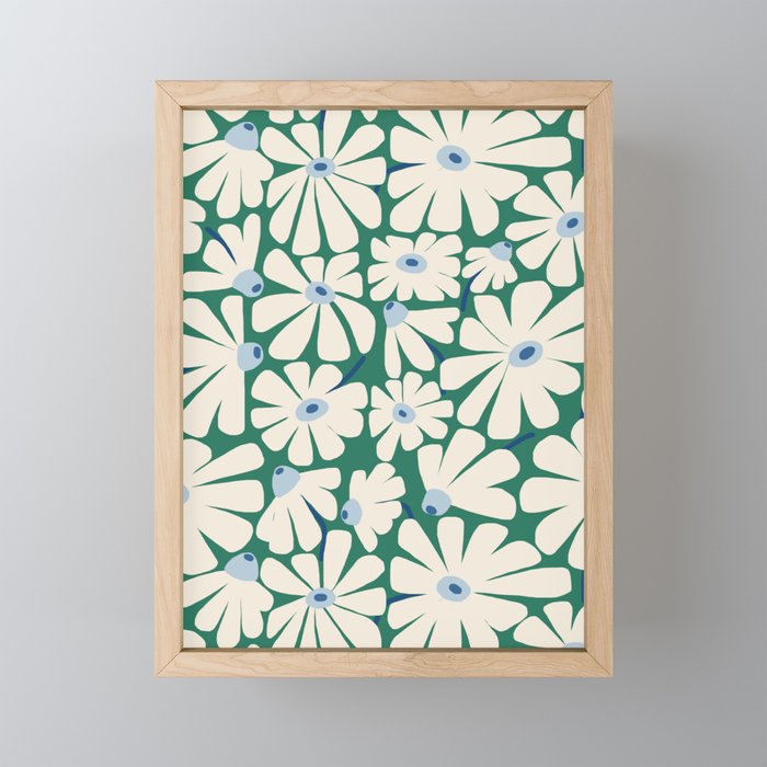 Daisy fresh 2 - green blue Mini Art Print Gallery Image 1