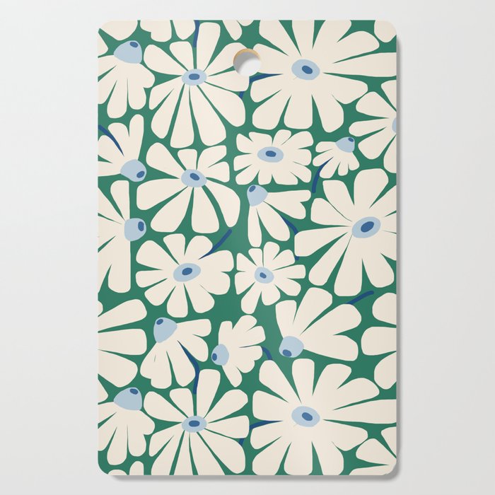 Daisy fresh 2 - green blue Cutting Board Gallery Image 1