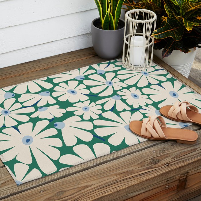 Daisy fresh 2 - green blue Outdoor Rug Gallery Image 2