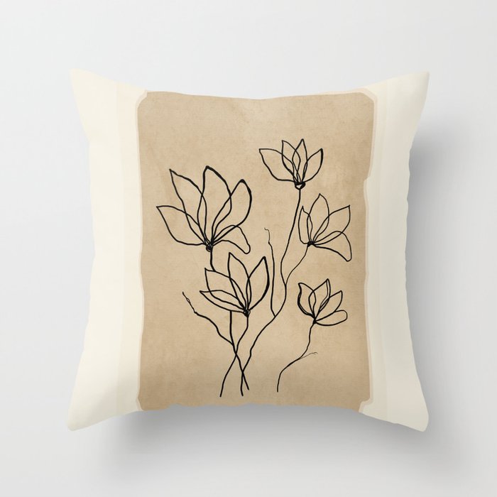 Line Wildflowers 2 Throw Pillow Gallery Image 1