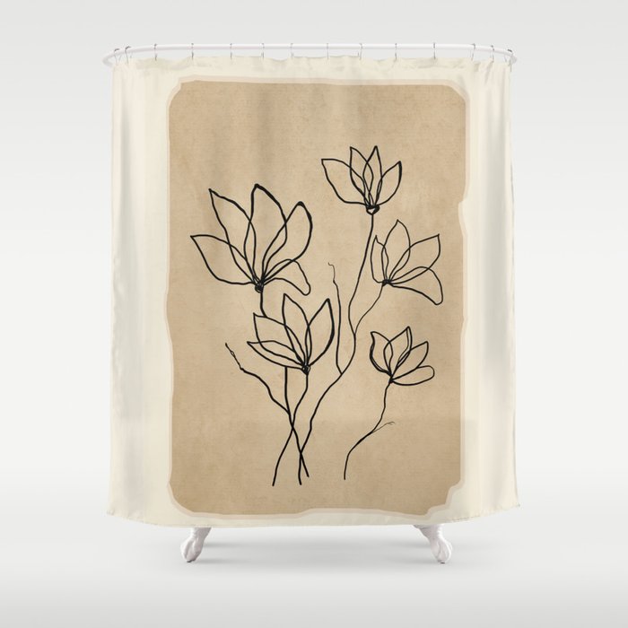 Line Wildflowers 2 Shower Curtain Gallery Image 1