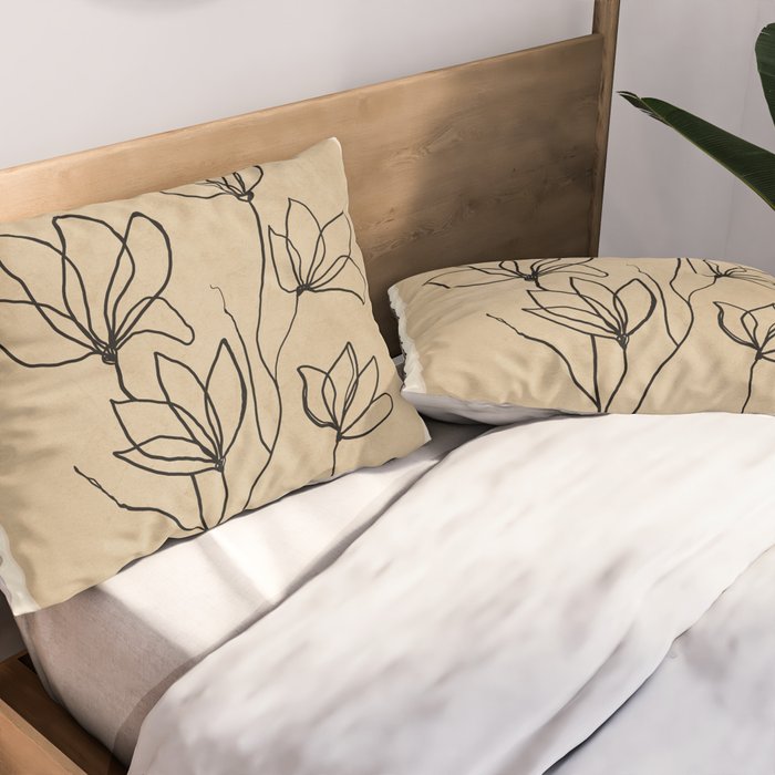 Line Wildflowers 2 Pillow Sham Gallery Image 2