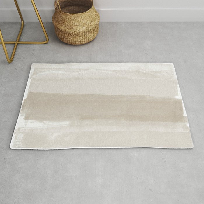 Beige Ombre Minimalist Abstract Painting Rug Gallery Image 1