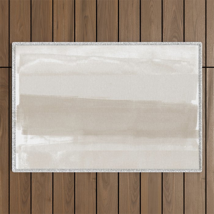 Beige Ombre Minimalist Abstract Painting Outdoor Rug Gallery Image 1