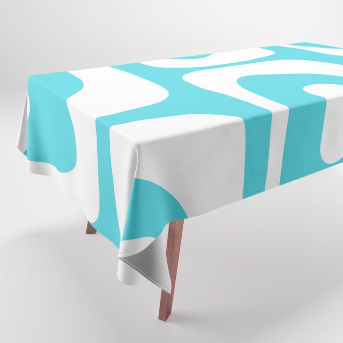Robin's Egg Blue Turquoise Mid Century Modern Piquet Minimalist Abstract Tablecloth Gallery Image 1