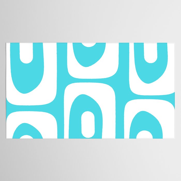 Robin's Egg Blue Turquoise Mid Century Modern Piquet Minimalist Abstract Tablecloth Gallery Image 2