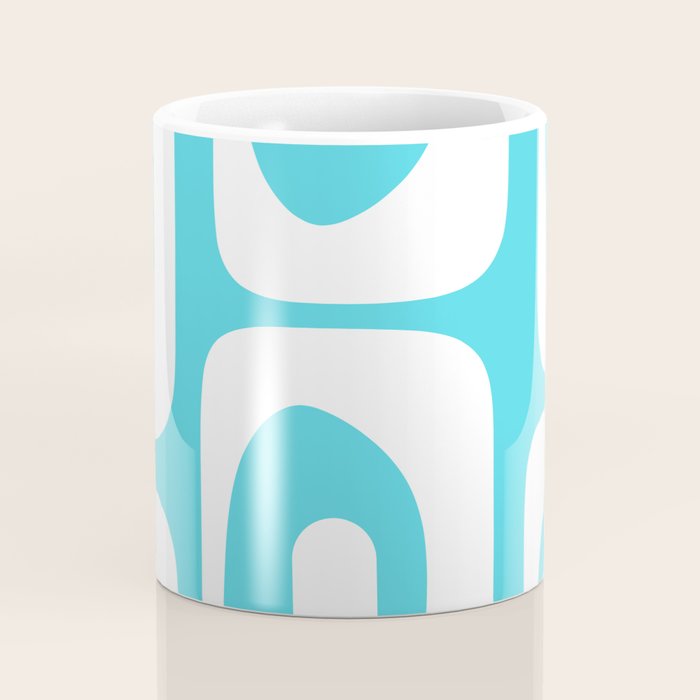 Robin's Egg Blue Turquoise Mid Century Modern Piquet Minimalist Abstract Coffee Mug Gallery Image 4