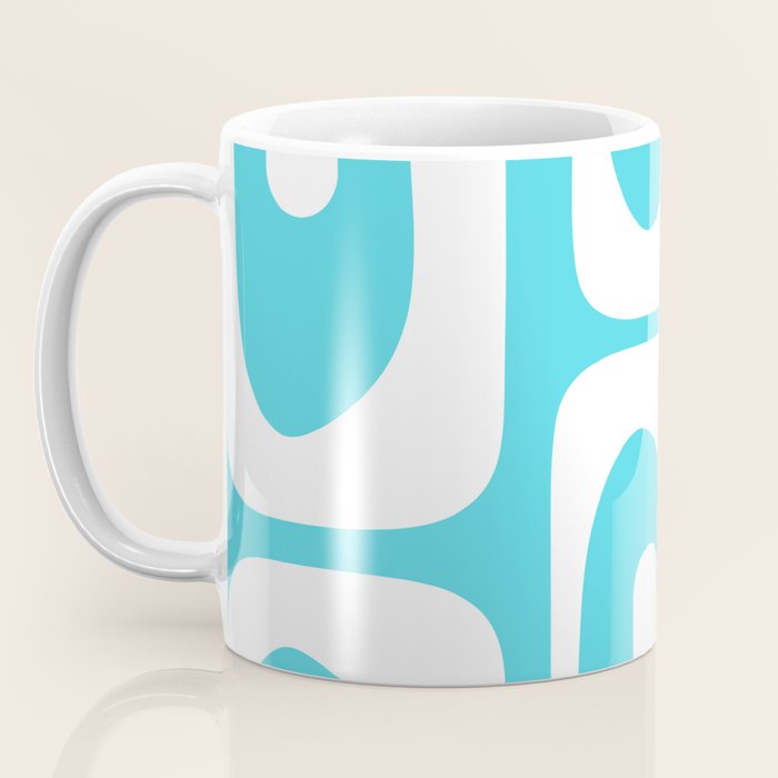 Robin's Egg Blue Turquoise Mid Century Modern Piquet Minimalist Abstract Coffee Mug Gallery Image 3