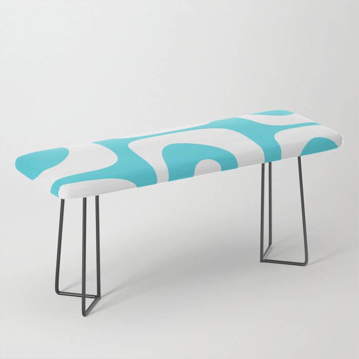 Robin's Egg Blue Turquoise Mid Century Modern Piquet Minimalist Abstract Bench Gallery Image 1
