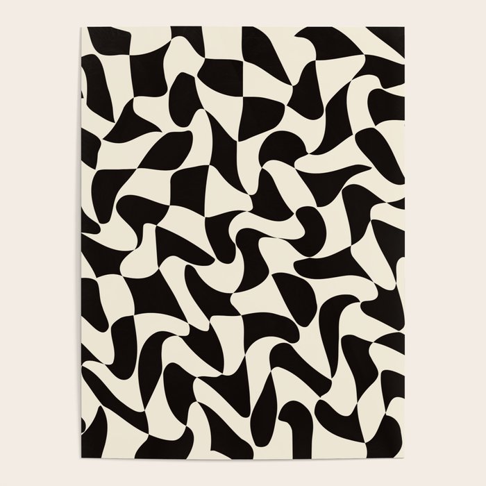  Black&White Warped Wavy Check Poster Gallery Image 4