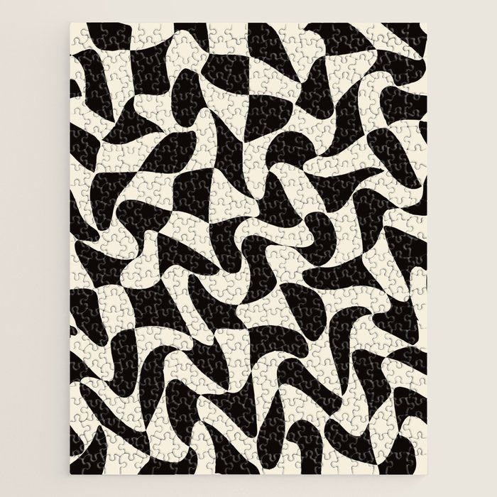  Black&White Warped Wavy Check Jigsaw Puzzle Gallery Image 1
