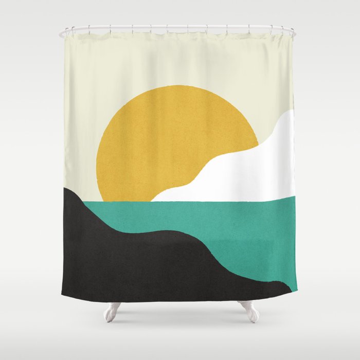 Sunny Island - Gold Green Shower Curtain Gallery Image 1