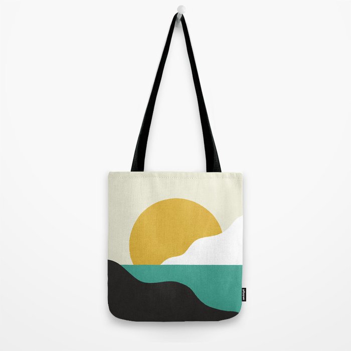 Sunny Island - Gold Green Tote Bag Gallery Image 2