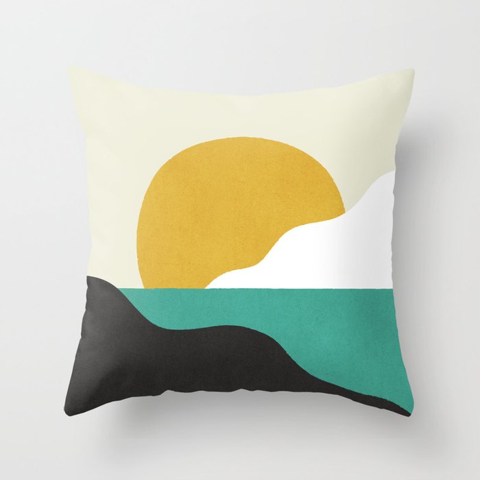 Sunny Island - Gold Green Throw Pillow Gallery Image 6