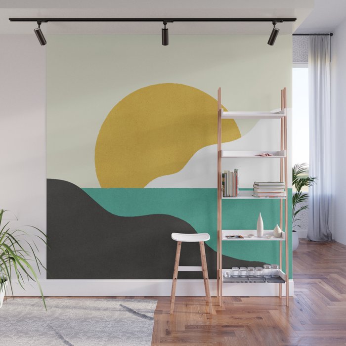 Sunny Island - Gold Green Wall Mural Gallery Image 1